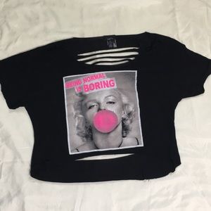 “Normal is Boring” black peekaboo tee